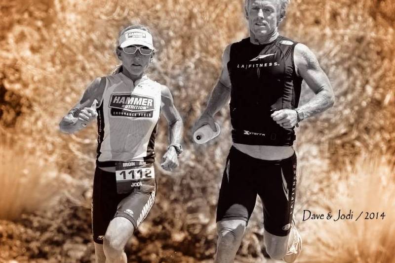 Two athletes running in a race