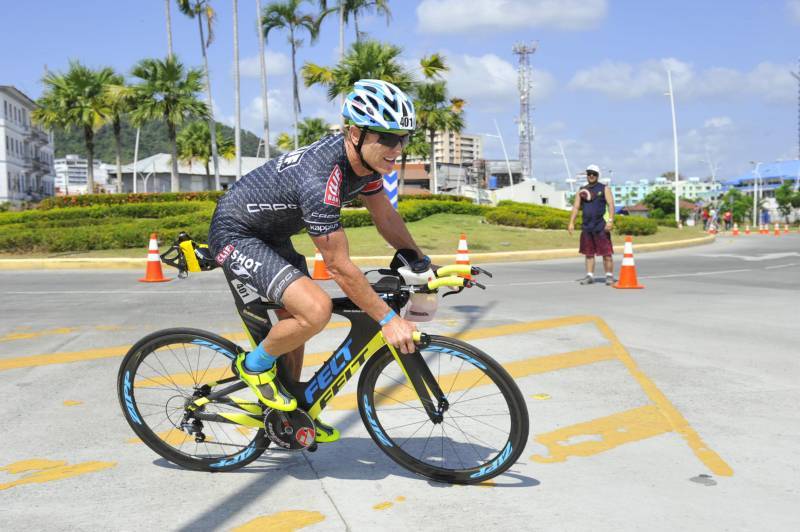 Competitor on bicycle during race