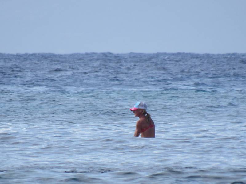 Swimmer enjoying a calm sea moment