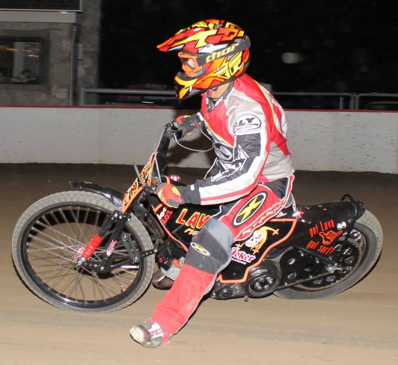 Speedway rider in action